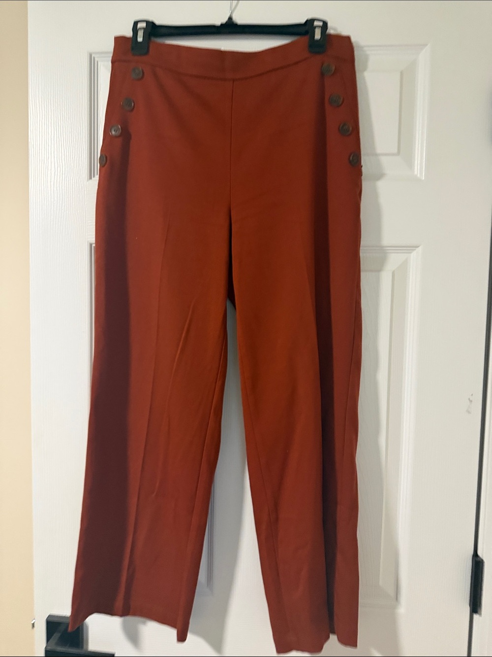 LOFT Wide-Leg High-Rise Pants in Rust